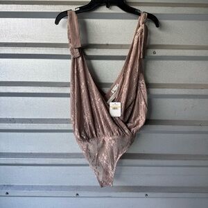 NWT Free People Lace Bodysuit - Taupe Sz Small S